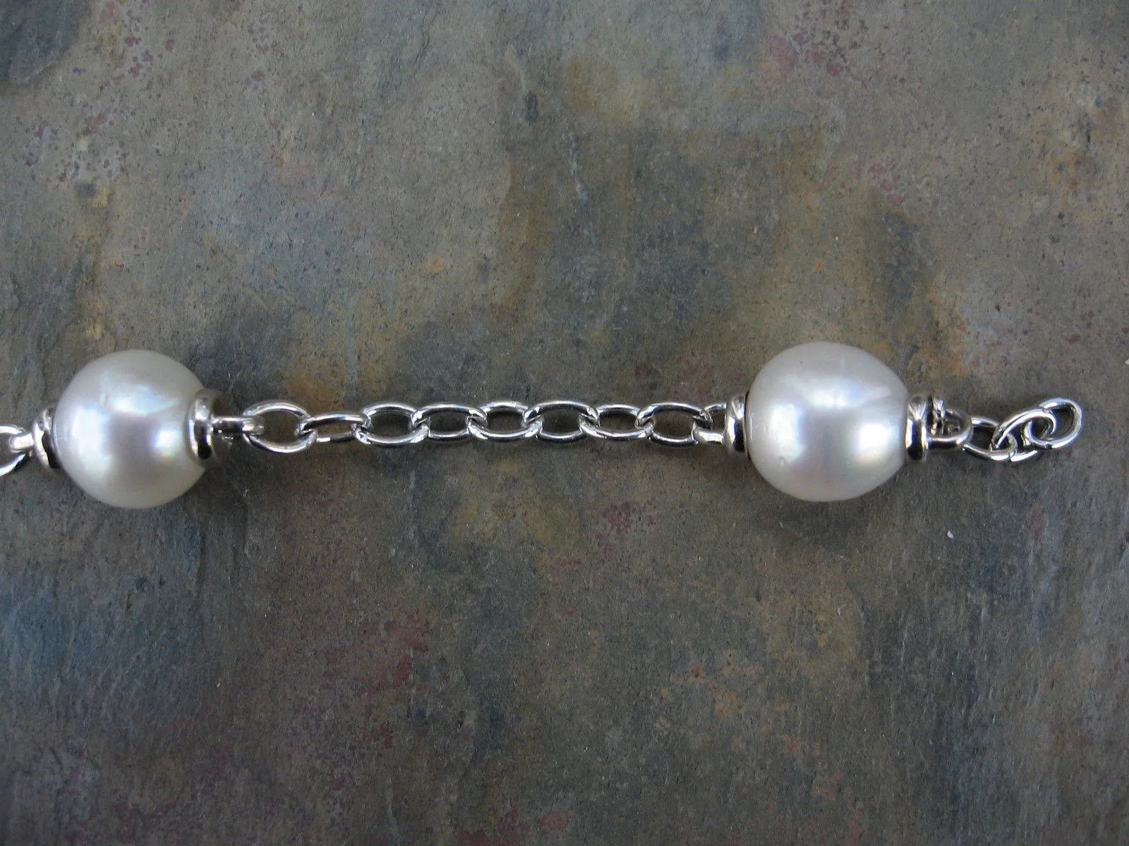 14KT White Gold Open Link Chain   Paspaley South Sea Pearl Bracelet