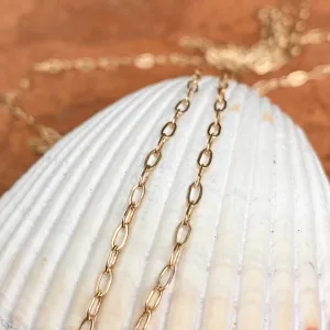 14KT Yellow Gold Polished Flat Open Paper Clip Chain Link Necklace 1.8mm