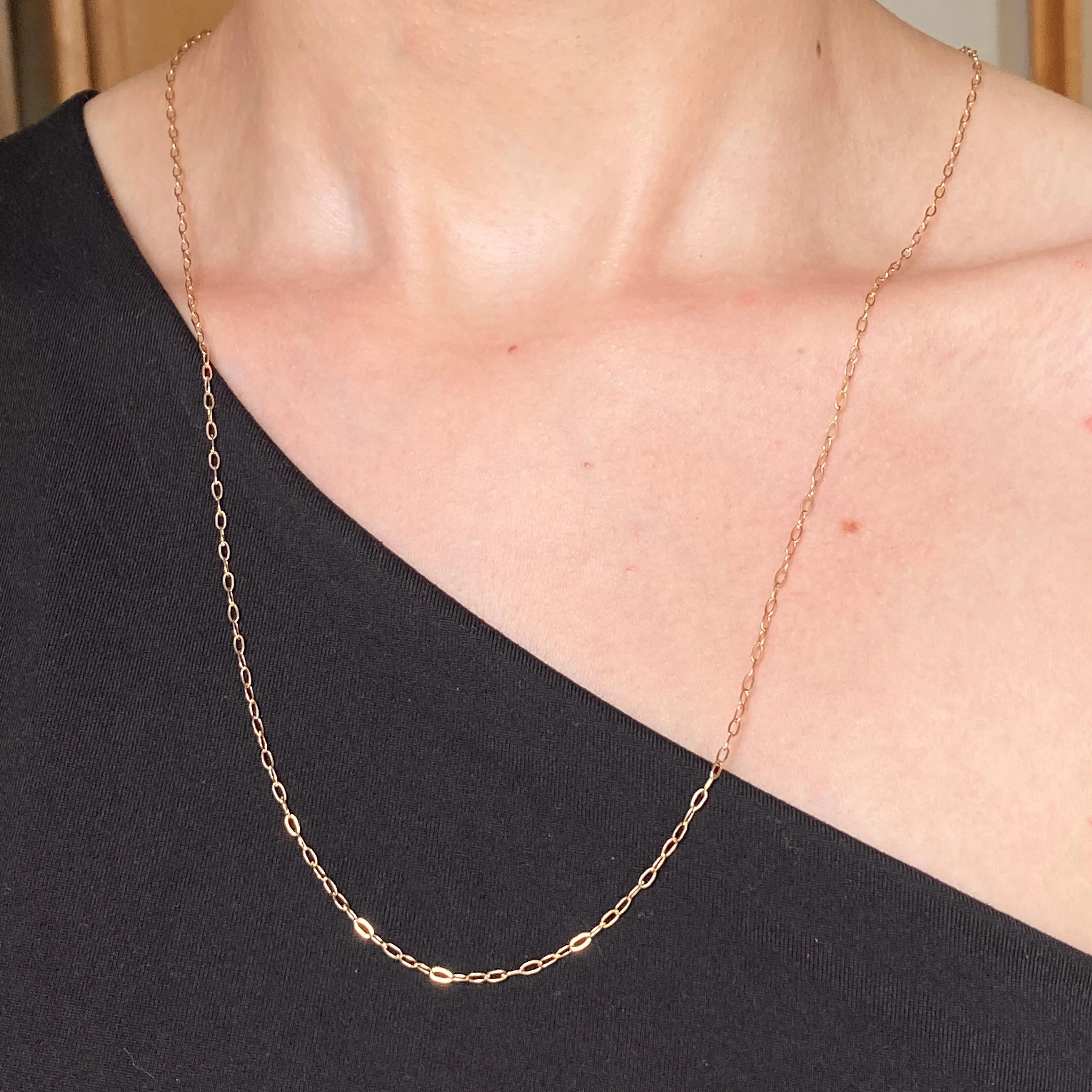 14KT Yellow Gold Polished Flat Open Paper Clip Chain Link Necklace 1.8mm