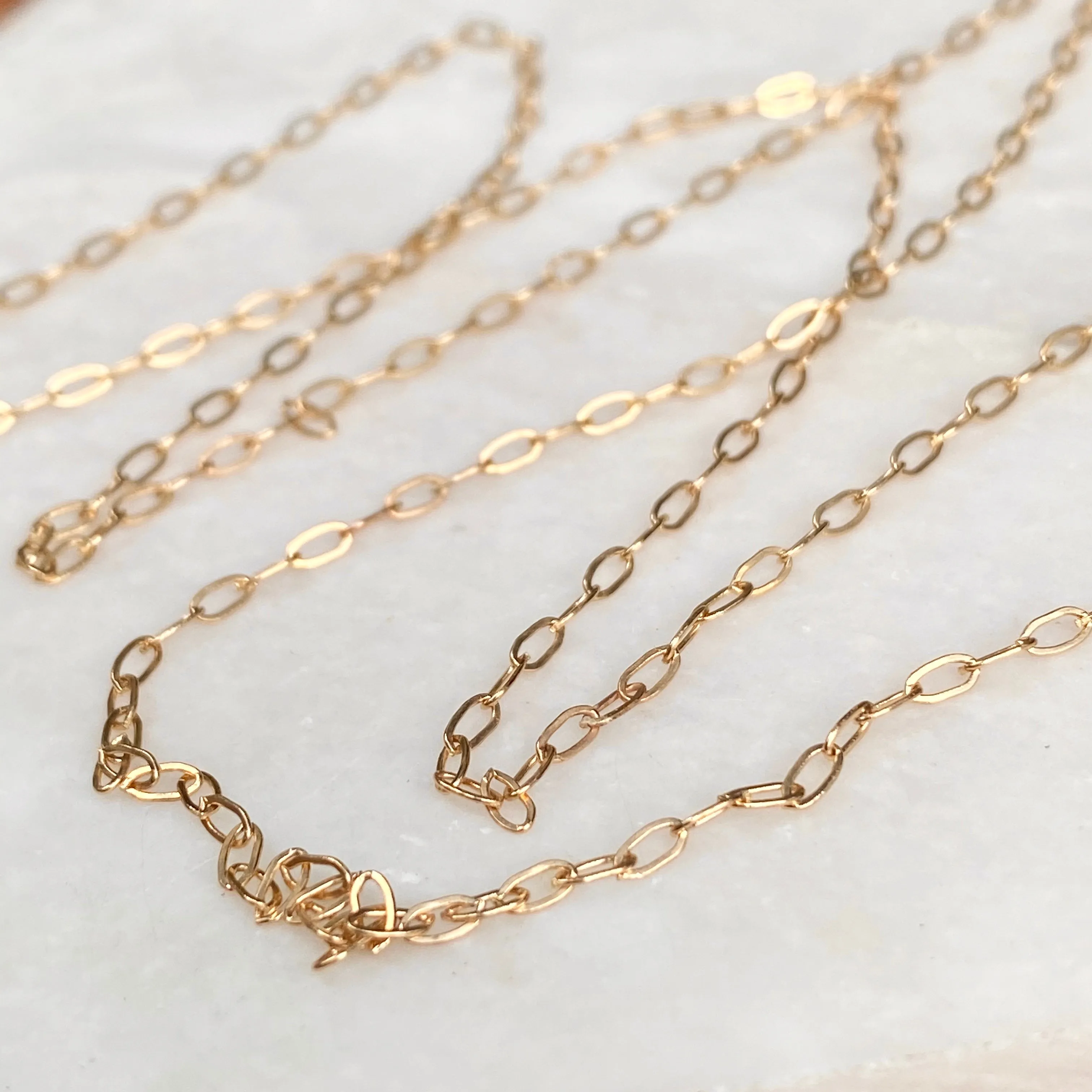 14KT Yellow Gold Polished Flat Open Paper Clip Chain Link Necklace 1.8mm