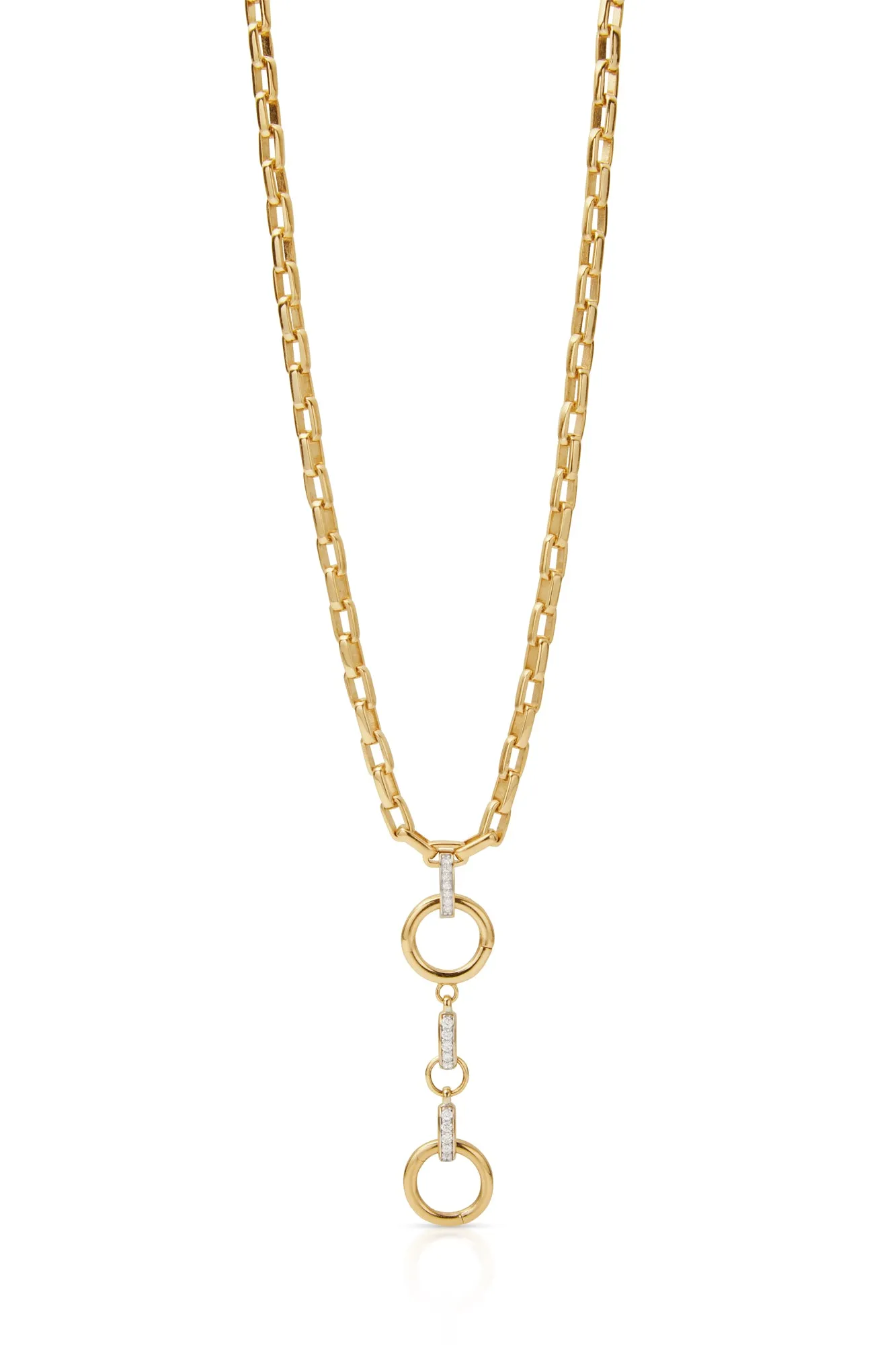 14KY Rectangular Link and Diamond Chain With 2 Connectors