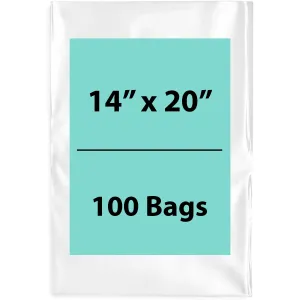14X20 inches Clear Flat Poly Bags 2Mil Open Top (LDPE)