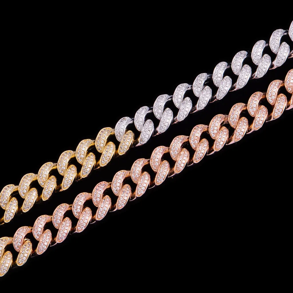 15mm Tri-Colored Iced Cuban Link Chain