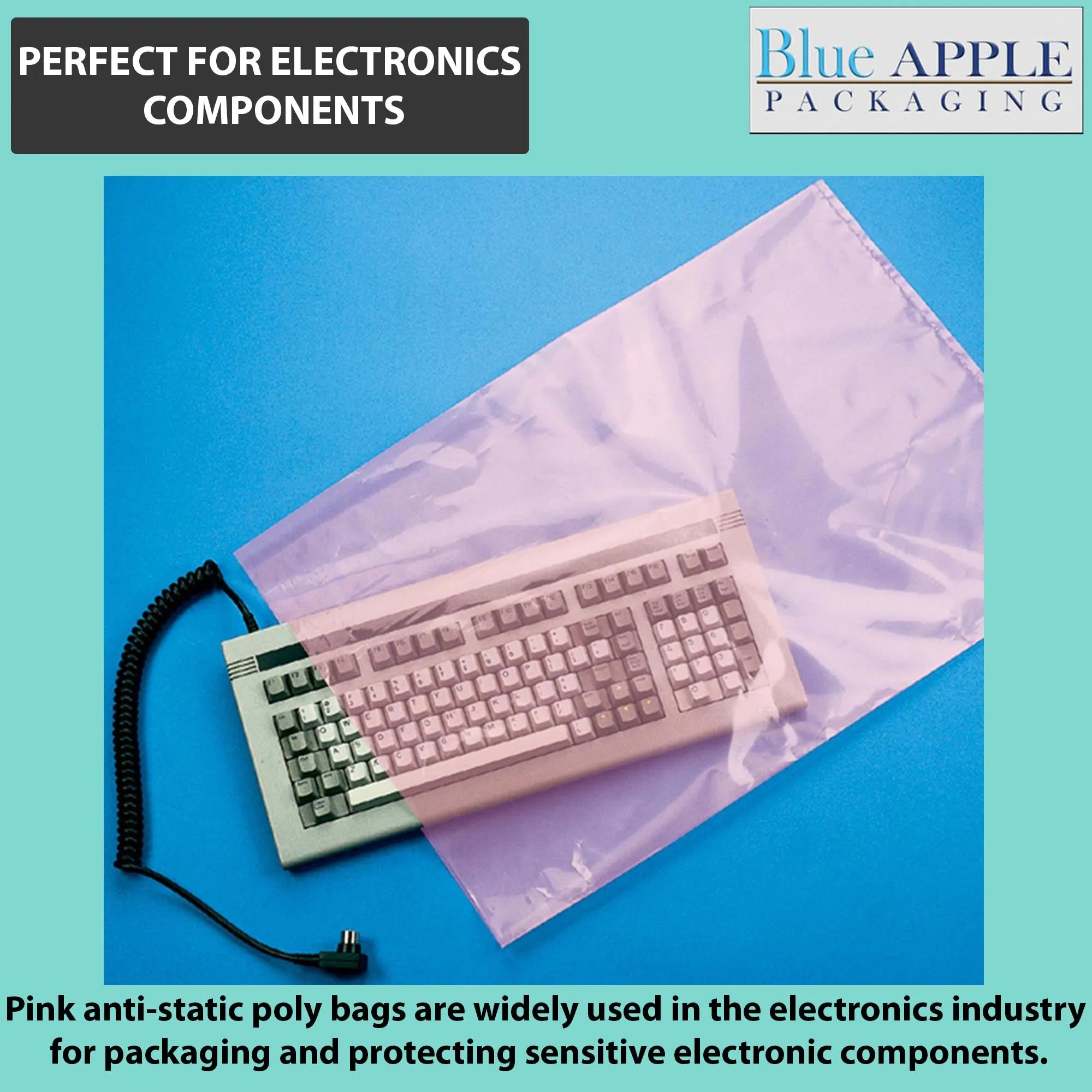 15X18 inches Pink Anti Static Bags 4 Mil Flat