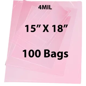 15X18 inches Pink Anti Static Bags 4 Mil Flat