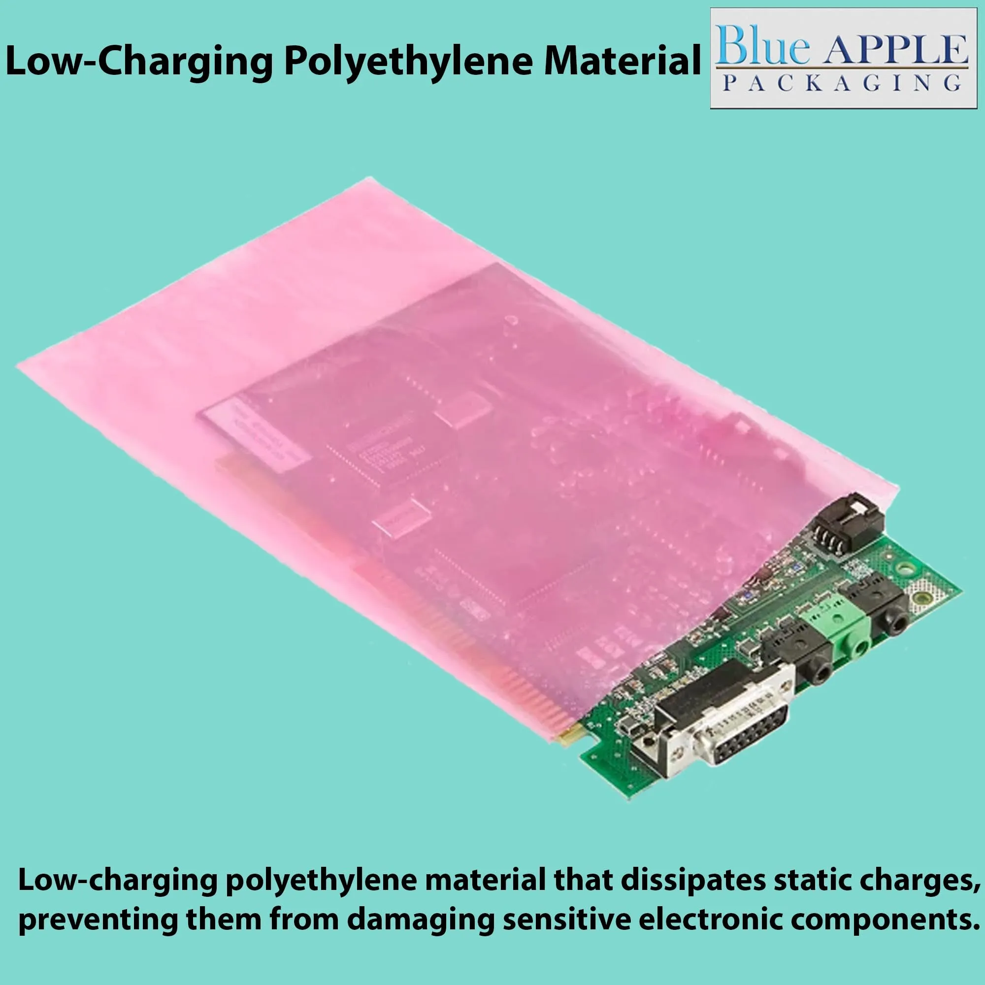 15X18 inches Pink Anti Static Bags 4 Mil Flat