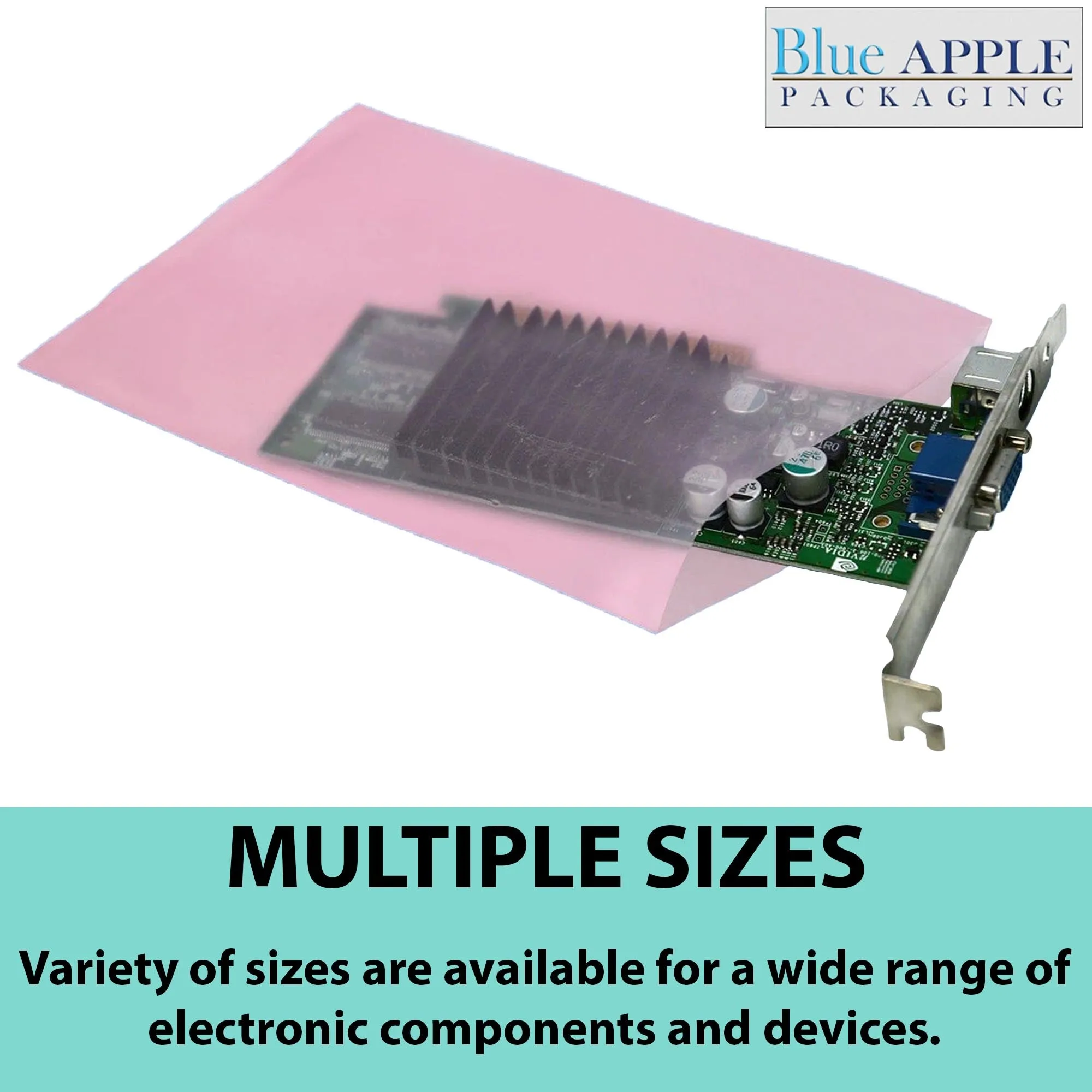 15X18 inches Pink Anti Static Bags 4 Mil Flat