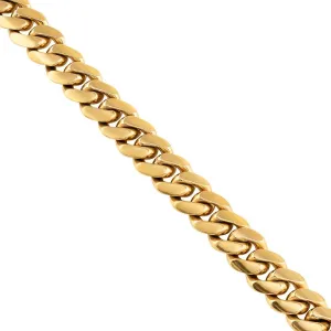 18k Yellow Gold Solid Miami Cuban Link Chain 13 mm