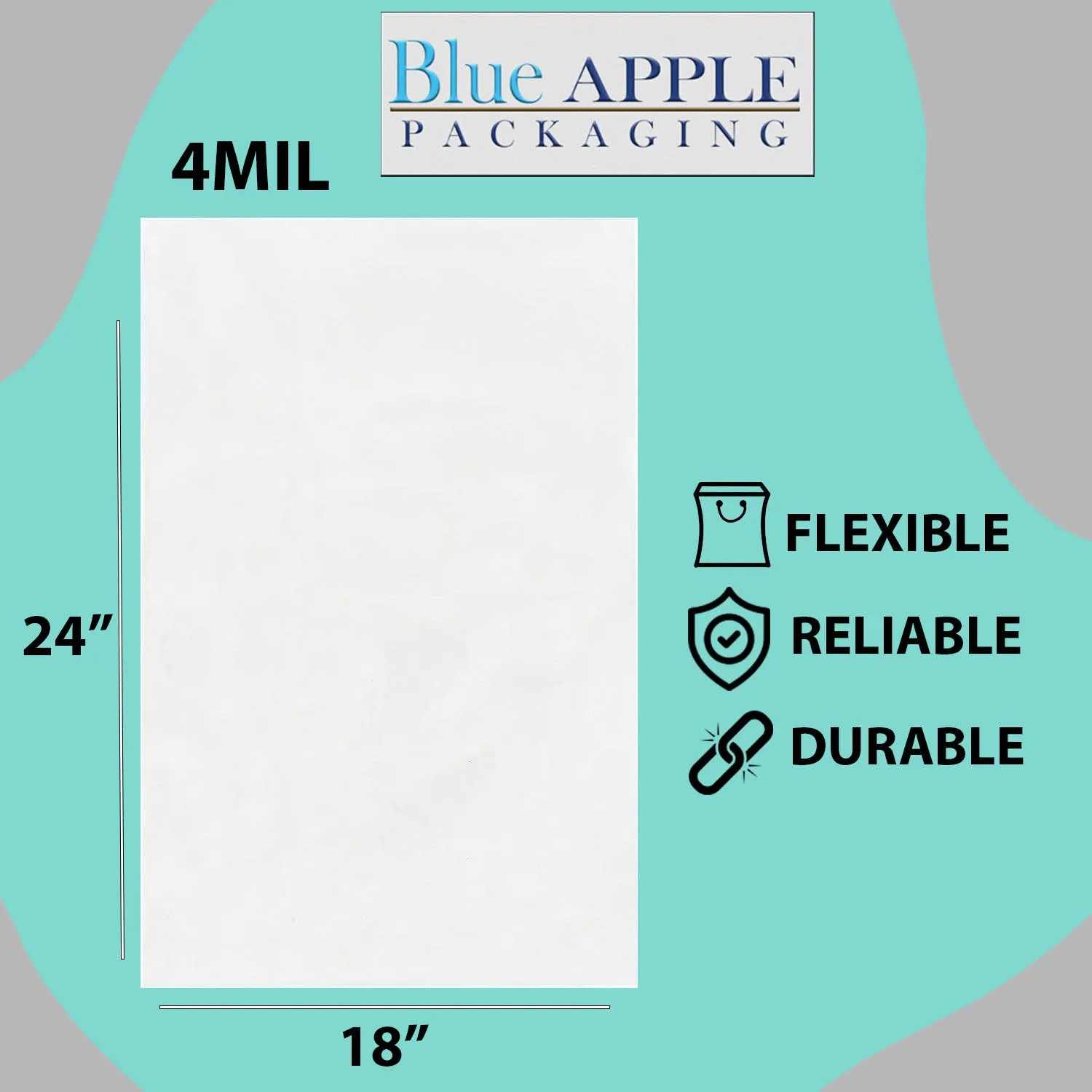 18X24 inches Clear Flat Poly Bags 4Mil Open Top (LDPE)