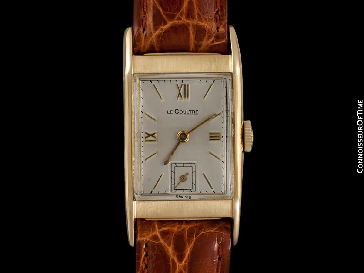 1943 Jaeger-LeCoultre Vintage Mens Midsize Rectangular Watch - 14K Gold