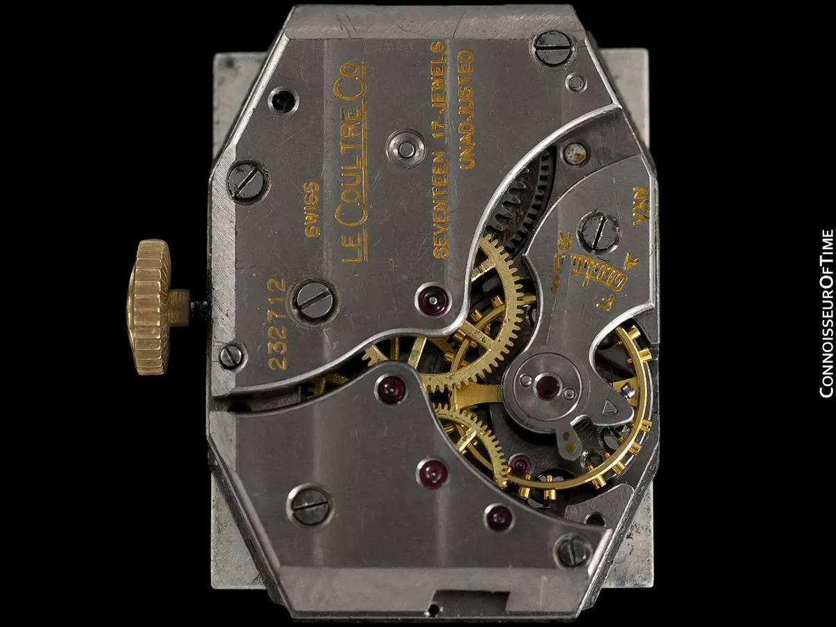1943 Jaeger-LeCoultre Vintage Mens Midsize Rectangular Watch - 14K Gold