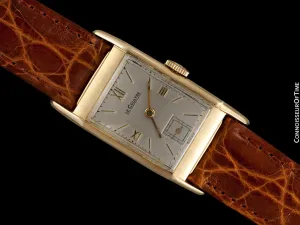 1943 Jaeger-LeCoultre Vintage Mens Midsize Rectangular Watch - 14K Gold