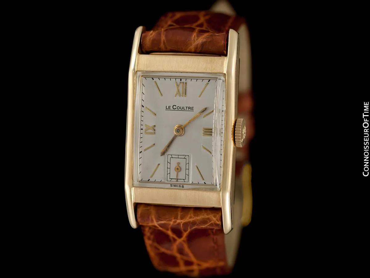 1943 Jaeger-LeCoultre Vintage Mens Midsize Rectangular Watch - 14K Gold