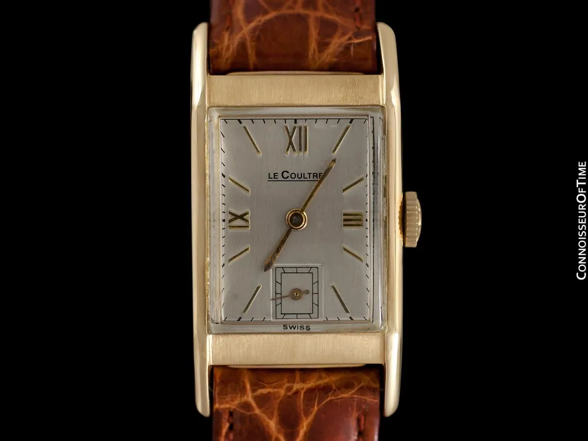 1943 Jaeger-LeCoultre Vintage Mens Midsize Rectangular Watch - 14K Gold
