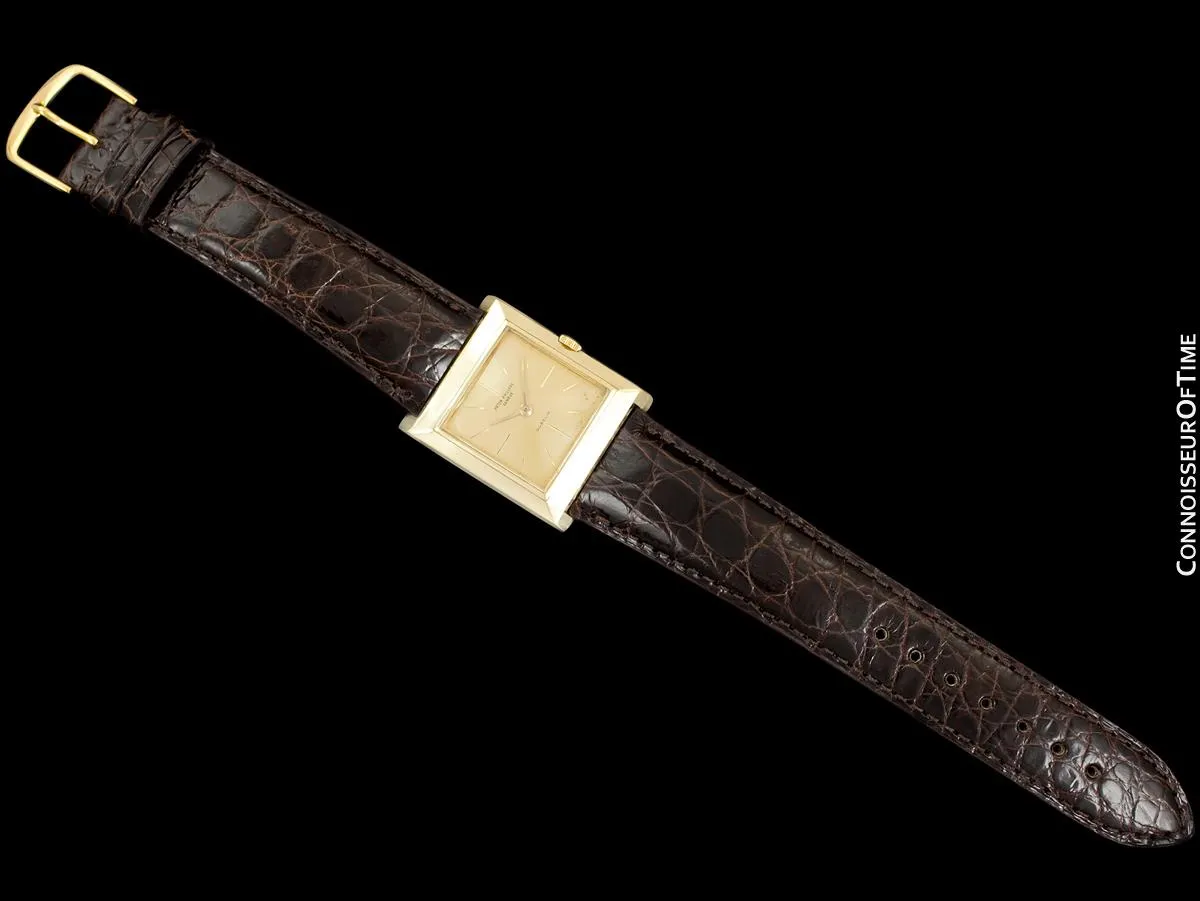 1950's Patek Philippe for Gubelin Vintage Mens Handwound Square Watch, Ref. 3404 - 18K Gold