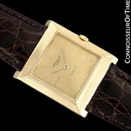 1950's Patek Philippe for Gubelin Vintage Mens Handwound Square Watch, Ref. 3404 - 18K Gold