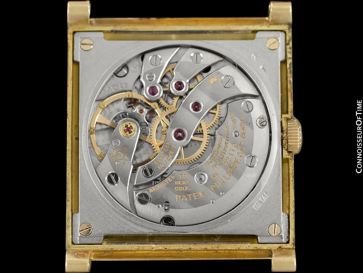 1950's Patek Philippe for Gubelin Vintage Mens Handwound Square Watch, Ref. 3404 - 18K Gold