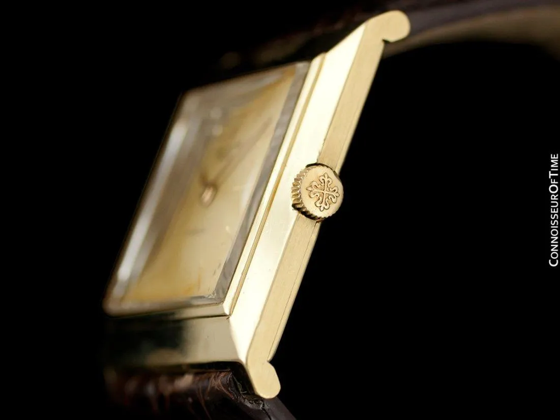 1950's Patek Philippe for Gubelin Vintage Mens Handwound Square Watch, Ref. 3404 - 18K Gold