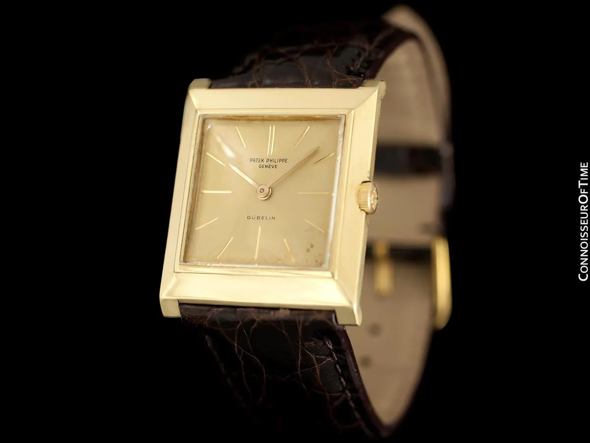 1950's Patek Philippe for Gubelin Vintage Mens Handwound Square Watch, Ref. 3404 - 18K Gold