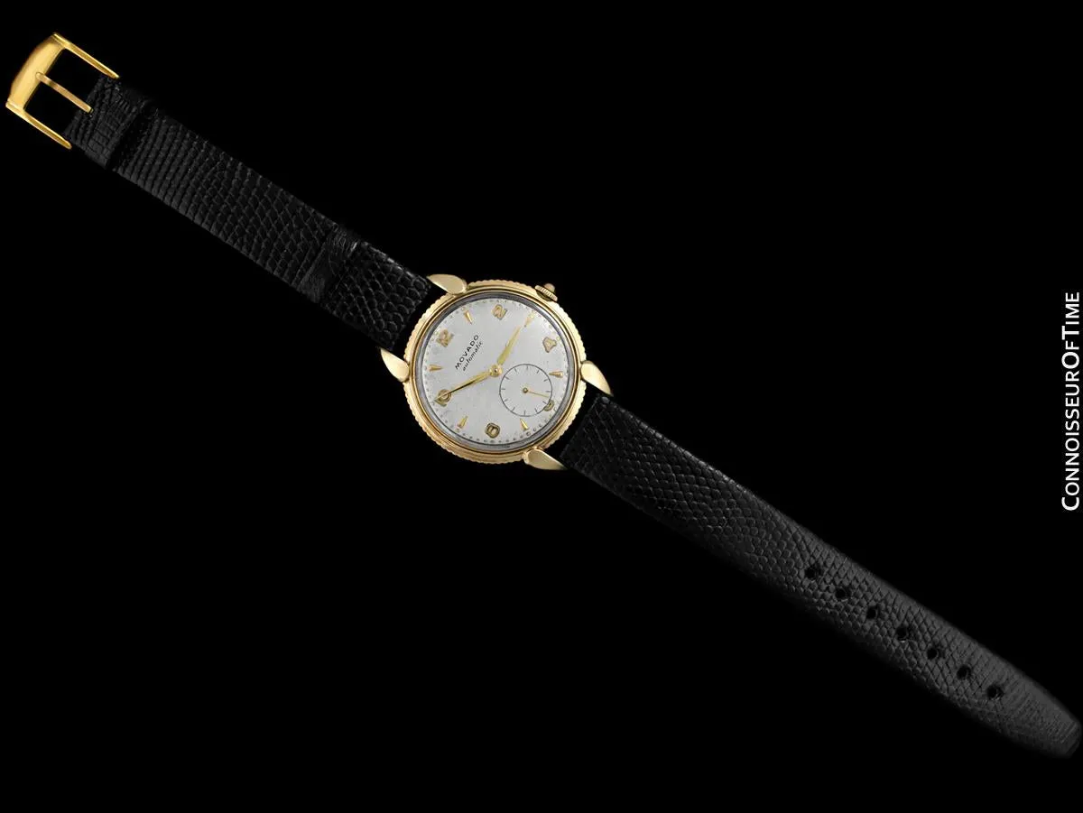1951 Movado "Futuramic" Vintage Mens Watch, Thin Automatic - 14K Gold with Coin Edge Bezel