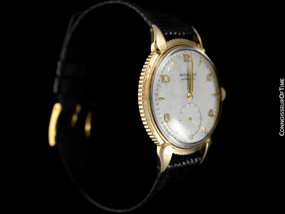 1951 Movado "Futuramic" Vintage Mens Watch, Thin Automatic - 14K Gold with Coin Edge Bezel