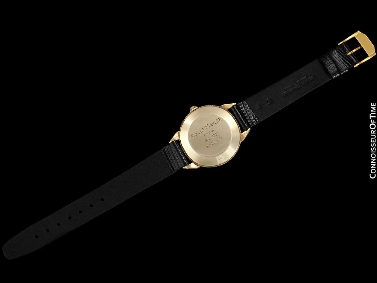 1951 Movado "Futuramic" Vintage Mens Watch, Thin Automatic - 14K Gold with Coin Edge Bezel