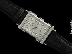 1952 Longines Vintage Mens Watch - 14K White Gold & Diamonds - The Advocate