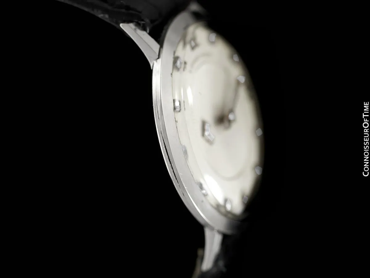 1958 Longines Mystery Dial Vintage Mens Watch - 14K White Gold & Diamonds