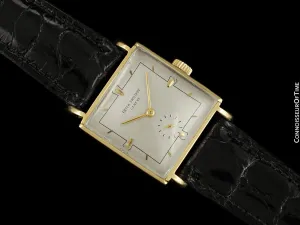 1960 Patek Philippe Vintage Mens Handwound Square Dress Watch, Ref. 2475 - 18K Gold