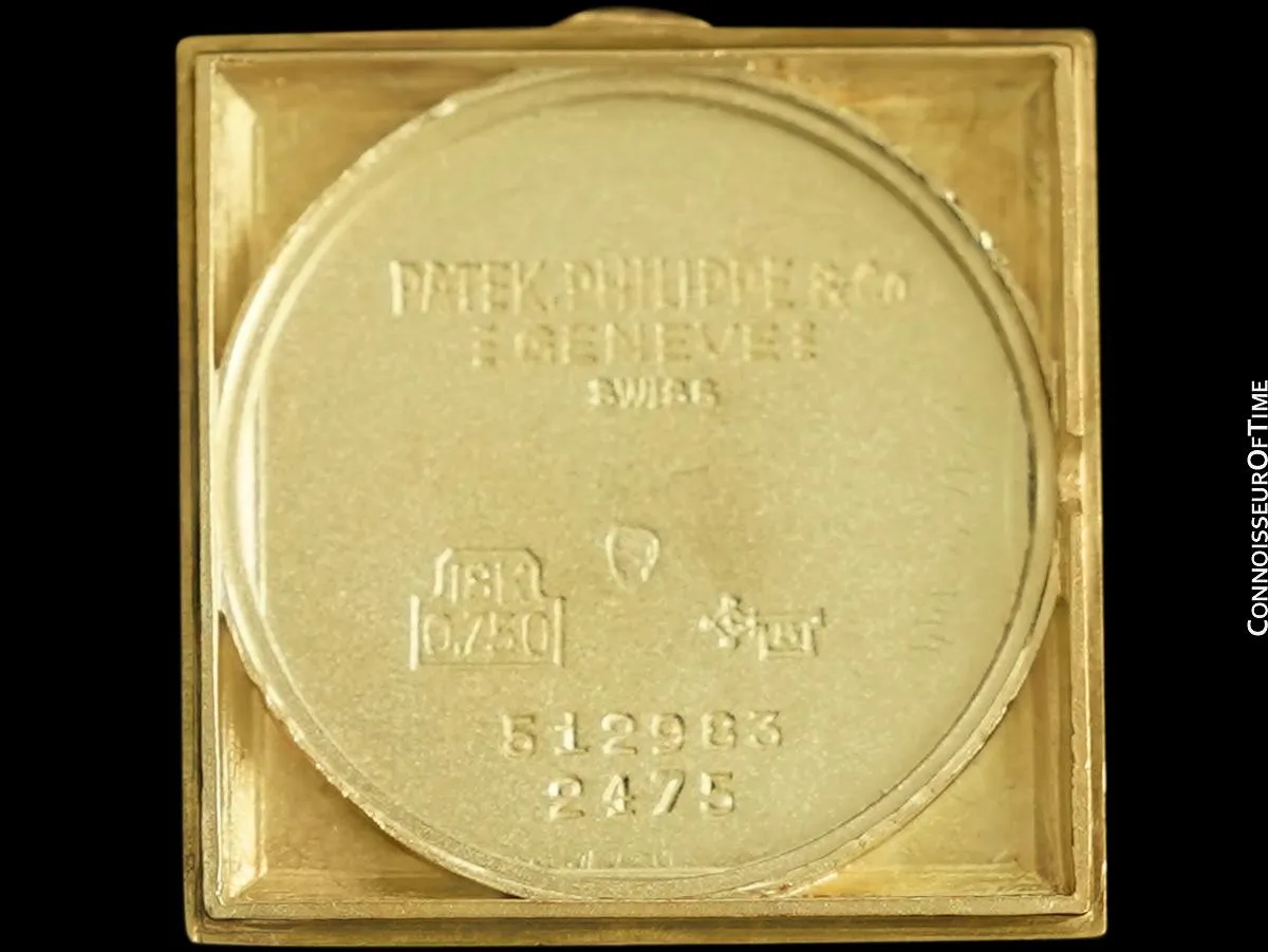 1960 Patek Philippe Vintage Mens Handwound Square Dress Watch, Ref. 2475 - 18K Gold