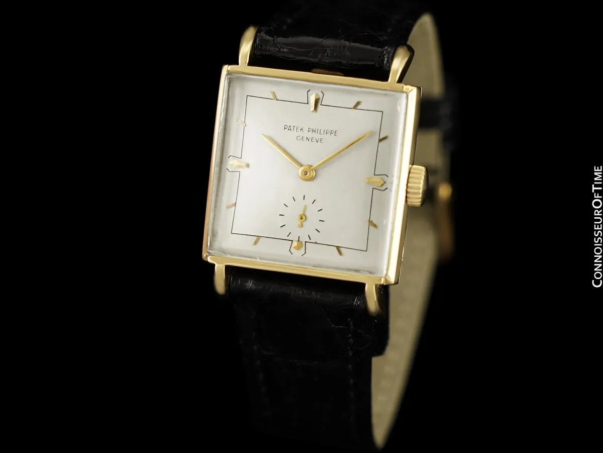 1960 Patek Philippe Vintage Mens Handwound Square Dress Watch, Ref. 2475 - 18K Gold
