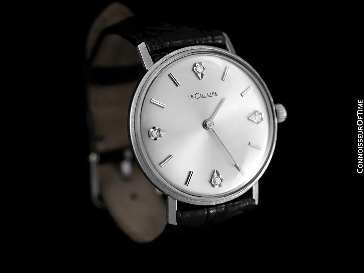1960's Jaeger-LeCoultre Vintage Mens Watch - 14K White Gold & Diamonds