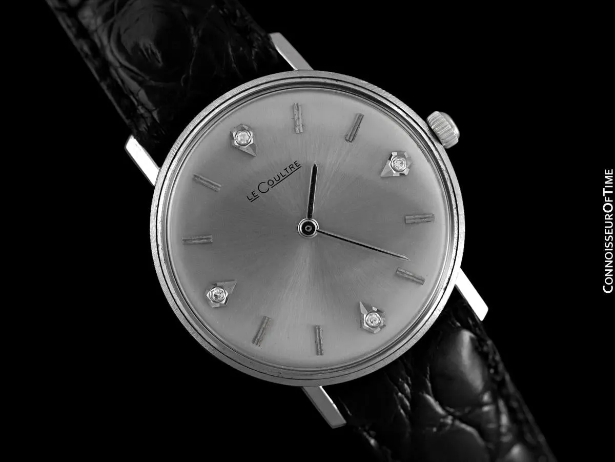1960's Jaeger-LeCoultre Vintage Mens Watch - 14K White Gold & Diamonds