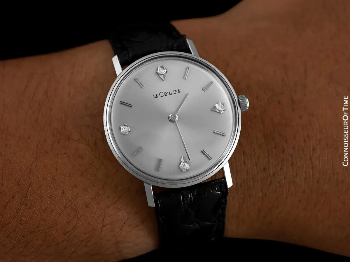 1960's Jaeger-LeCoultre Vintage Mens Watch - 14K White Gold & Diamonds