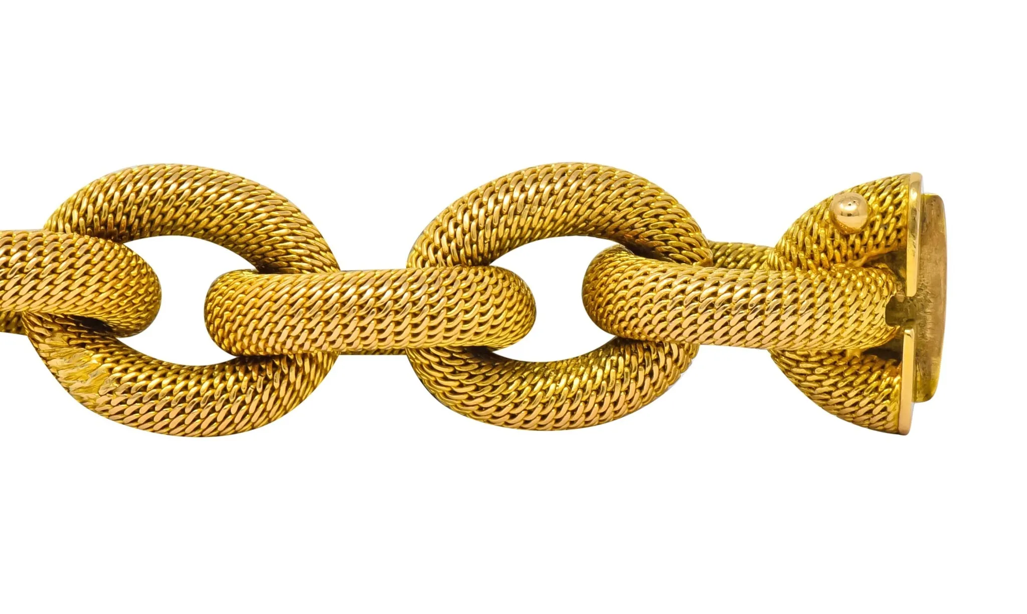 1970's Vintage Italian 18 Karat Gold Large Mesh Link Bracelet