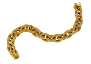 1970's Vintage Italian 18 Karat Gold Large Mesh Link Bracelet