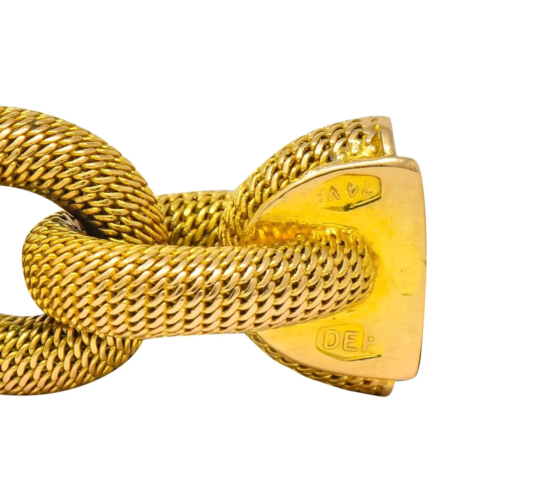 1970's Vintage Italian 18 Karat Gold Large Mesh Link Bracelet