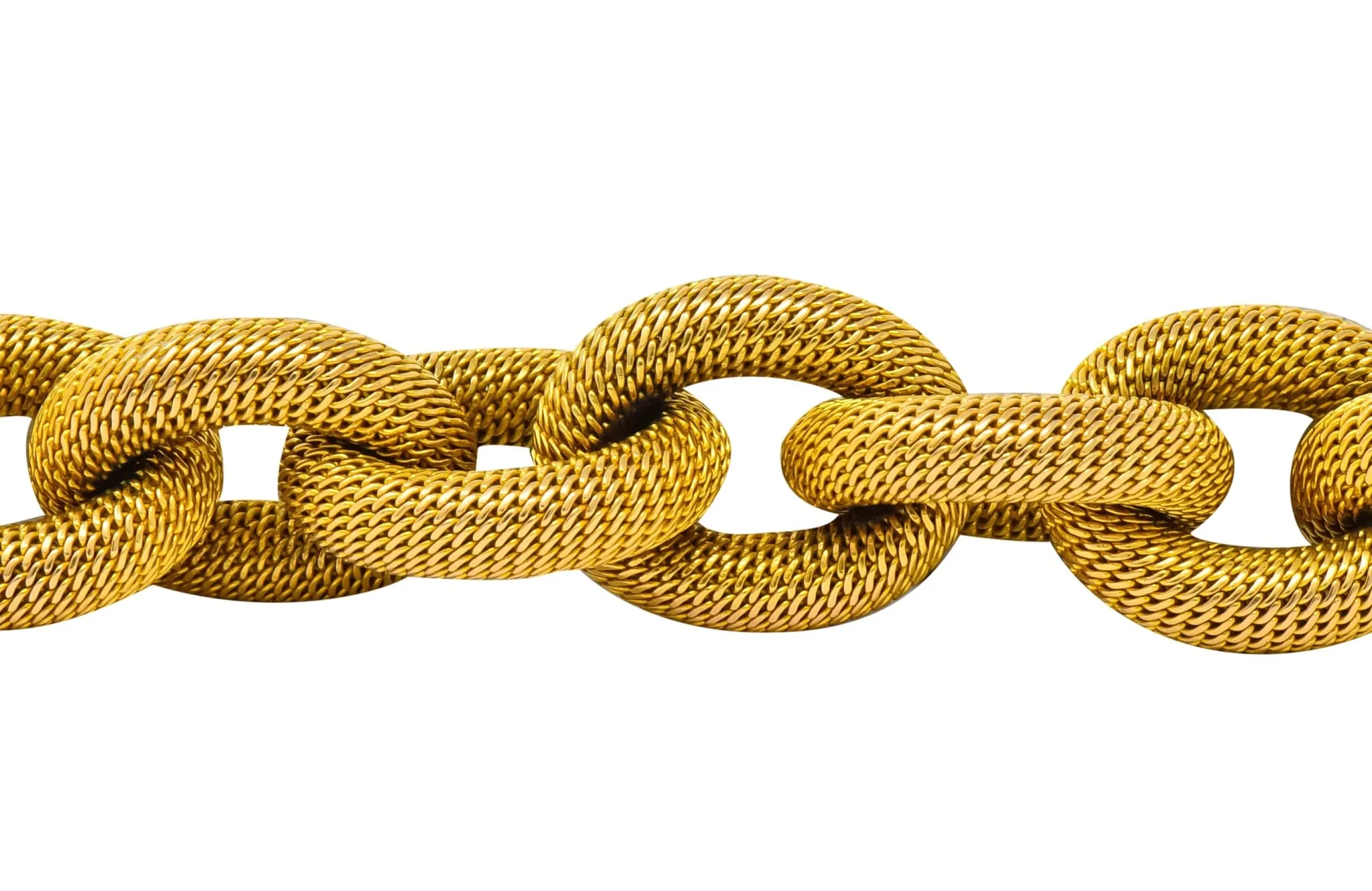 1970's Vintage Italian 18 Karat Gold Large Mesh Link Bracelet