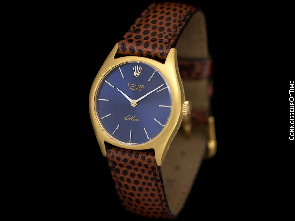 1973 Rolex Cellini Classic Vintage Ladies Handwound Watch, Ref. 3800 - 18K Gold