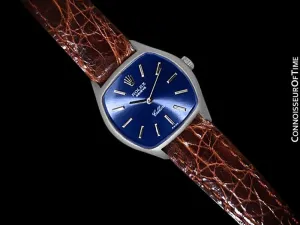 1973 Rolex Cellini Ladies Vintage Dress Watch Ref. 3801, Royal Blue Dial - 18K White Gold