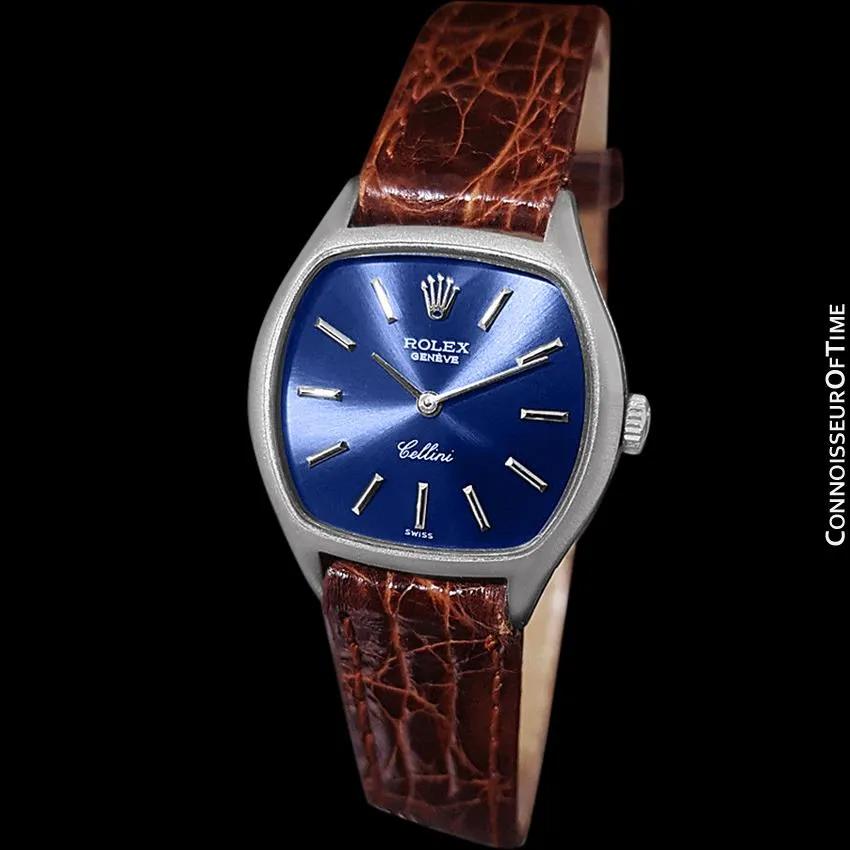 1973 Rolex Cellini Ladies Vintage Dress Watch Ref. 3801, Royal Blue Dial - 18K White Gold