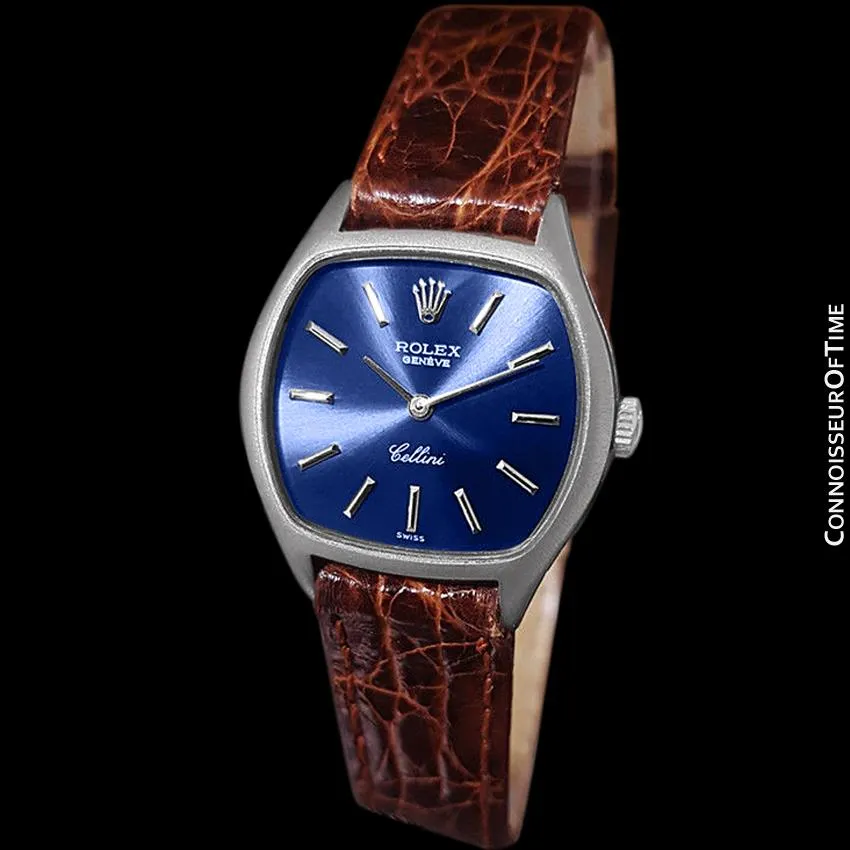 1973 Rolex Cellini Ladies Vintage Dress Watch Ref. 3801, Royal Blue Dial - 18K White Gold