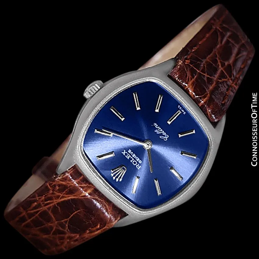 1973 Rolex Cellini Ladies Vintage Dress Watch Ref. 3801, Royal Blue Dial - 18K White Gold