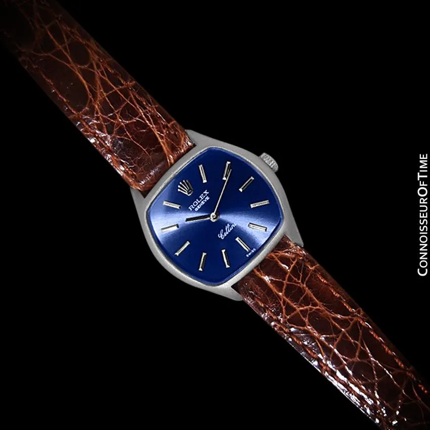 1973 Rolex Cellini Ladies Vintage Dress Watch Ref. 3801, Royal Blue Dial - 18K White Gold