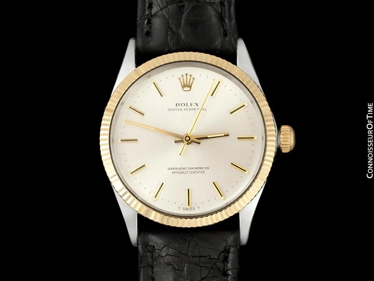 1974 Rolex Oyster Perpetual Vintage Mens Ref. 1005 Watch - 18K Gold & Stainless Steel - Near NOS with Papers