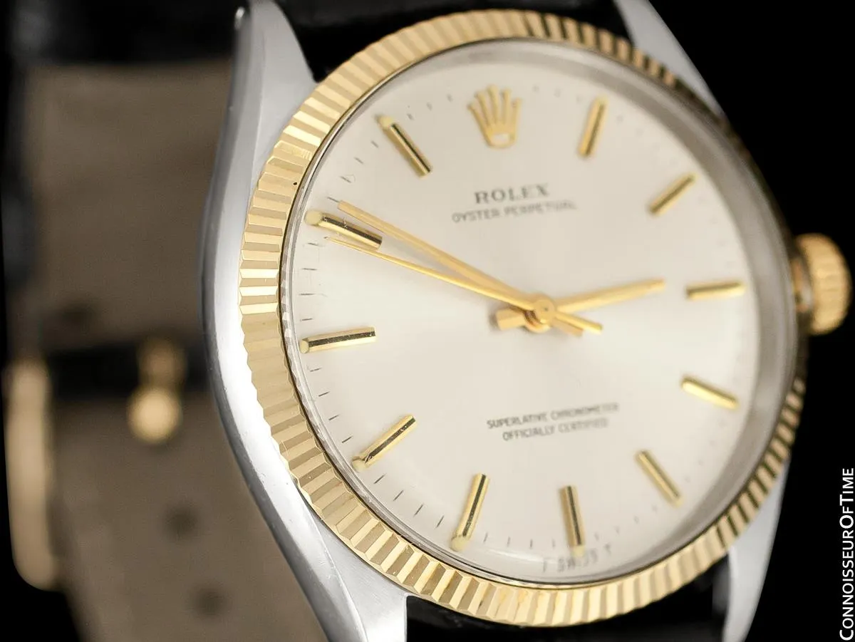 1974 Rolex Oyster Perpetual Vintage Mens Ref. 1005 Watch - 18K Gold & Stainless Steel - Near NOS with Papers