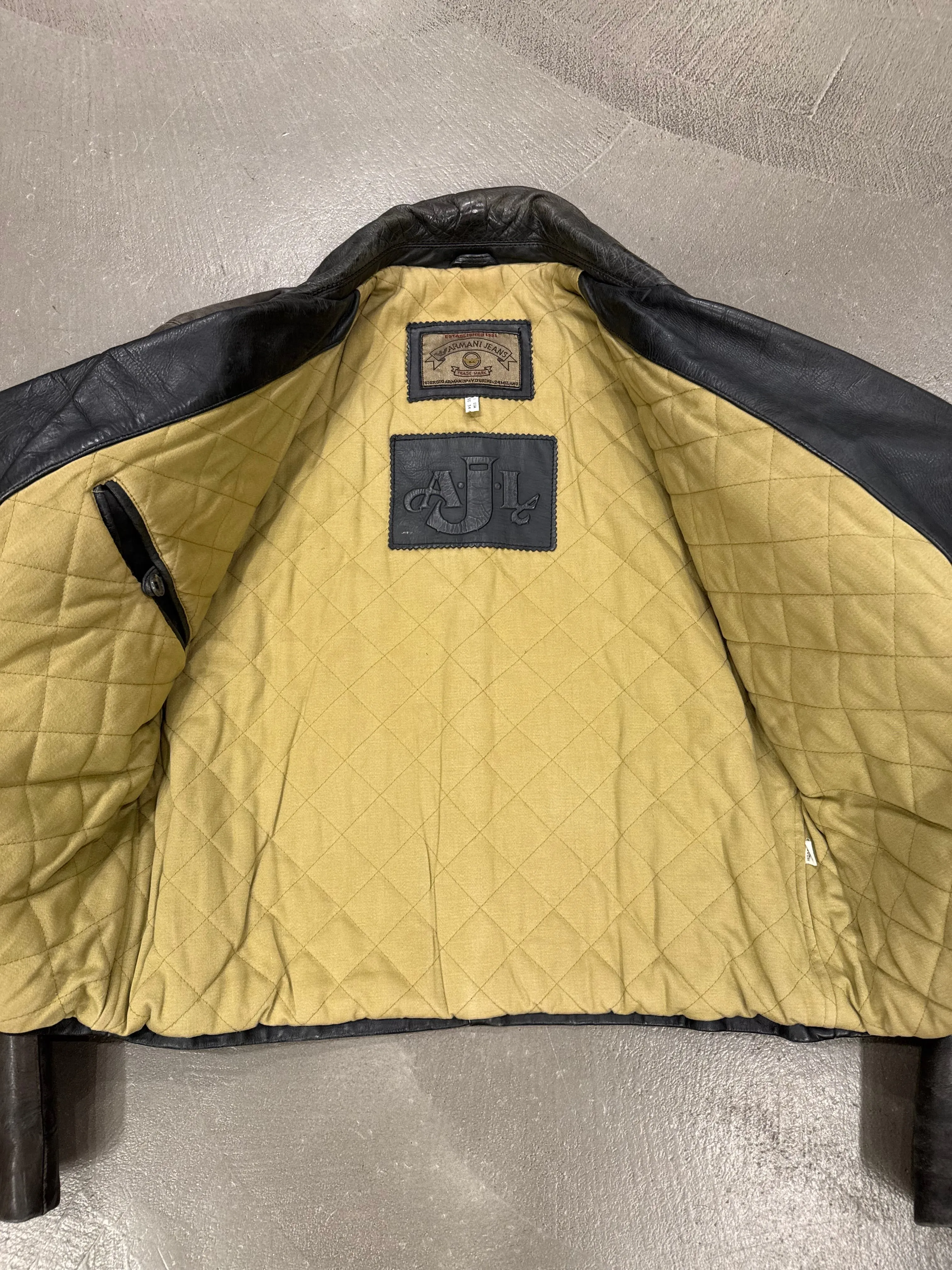 1980s Armani biker reinforced leather jacket