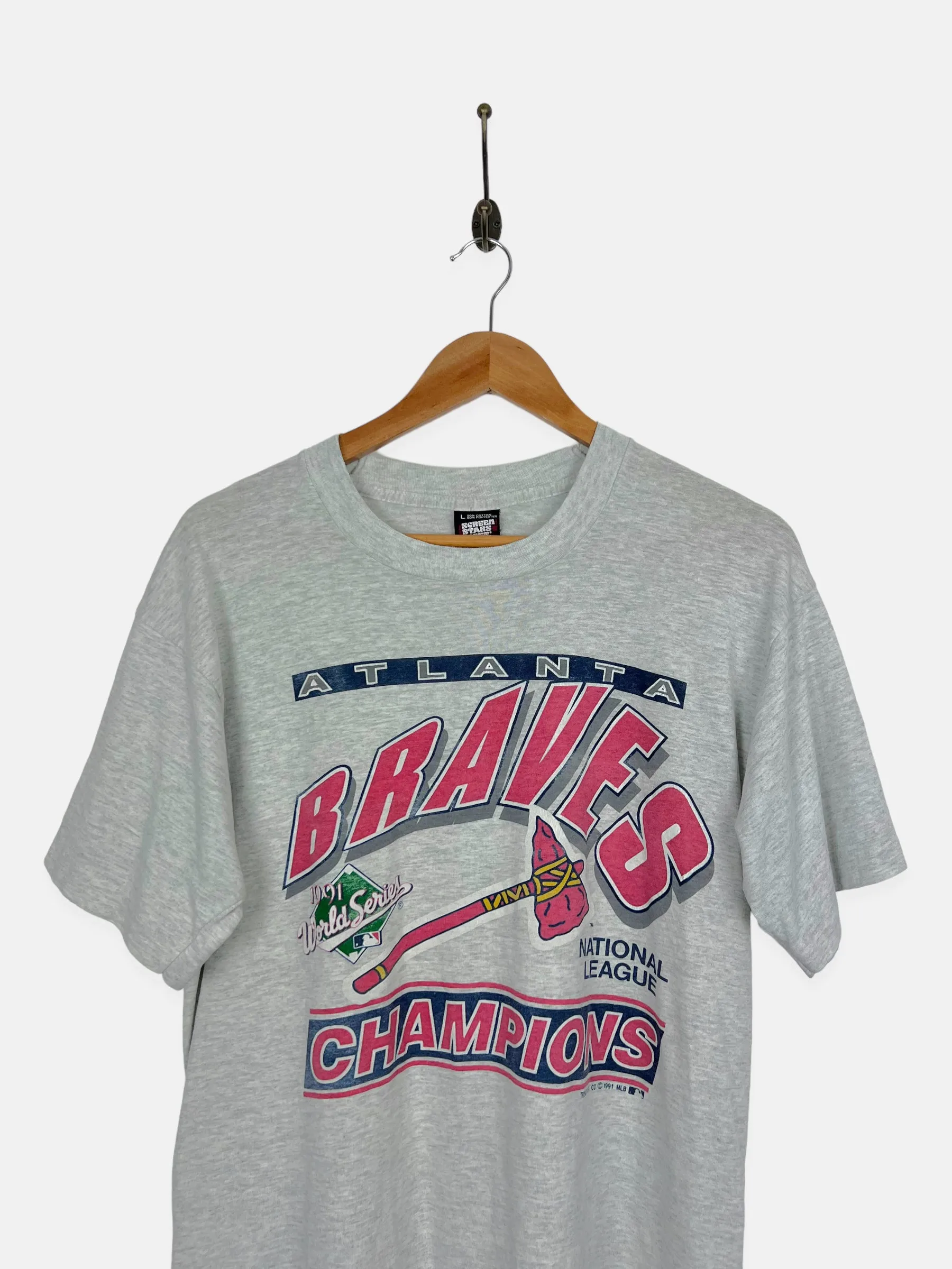 1991 Atlanta Braves MLB USA Made Vintage T-Shirt Size 10-12