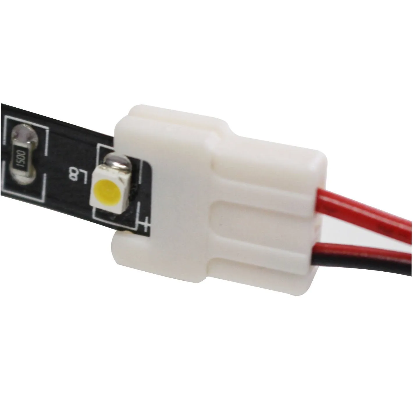 2 Pack (2016  Strip Connectors for 8mm Wide SMD 2835 Updated Version) Solderless Jumper Snap Down 2Conductor LED5 Single Color Flex LED Strips