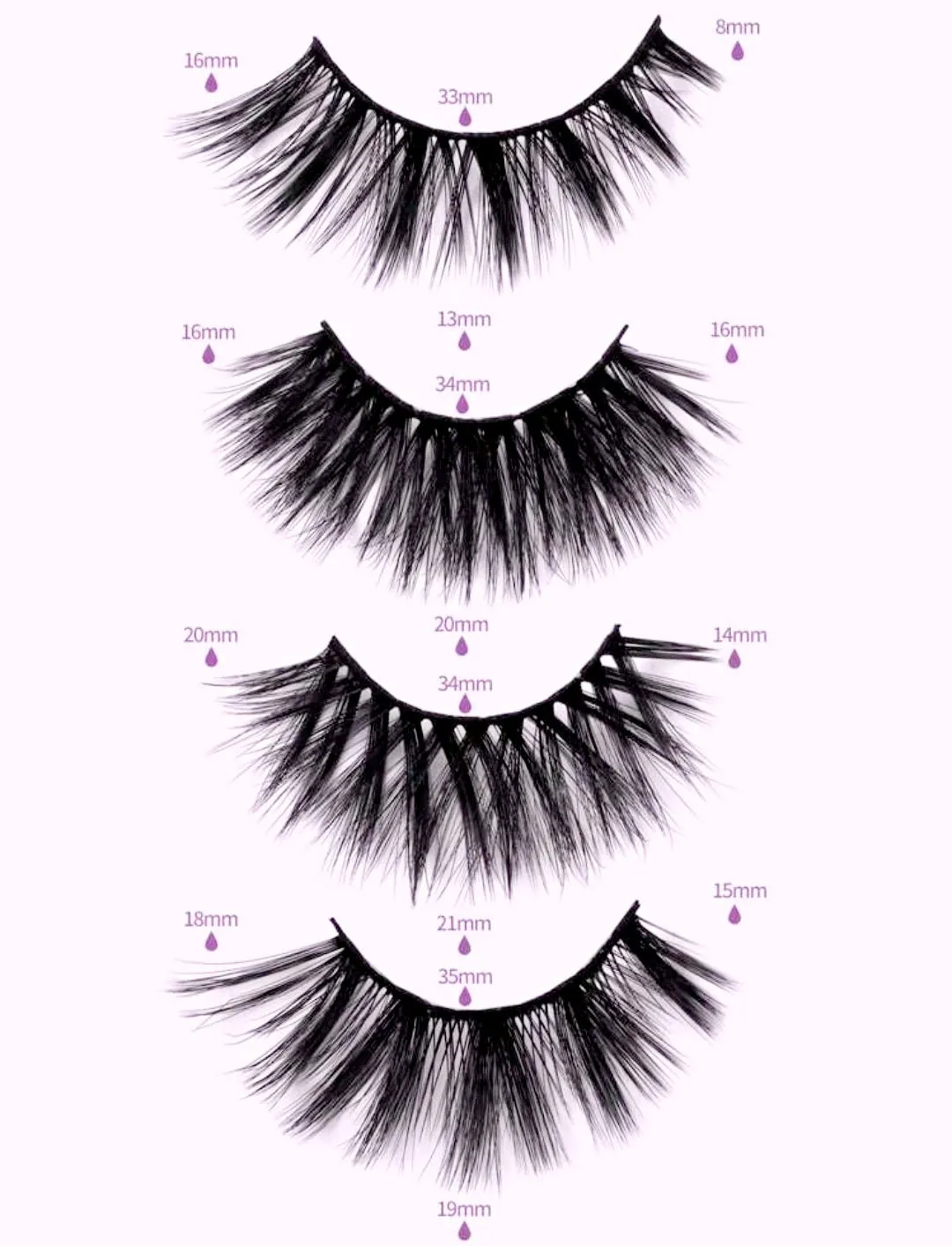 20 Pairs Mixed Type Natural False Eyelashes